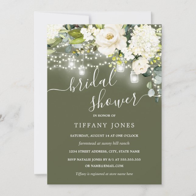 Invitación Champagne Floral Rústico de Boda de Sage (Anverso)