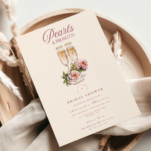 Invitación Champagne Flutes & Pearls Bridal Shower  (Subido por el creador)