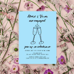 Invitación Champagne Glasses celebra la fiesta de compromiso 