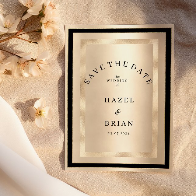Invitación Champagne Gold Black Glamour Luxury Save the Date (Champagne Gold Black Glamour Luxury Save the Date )