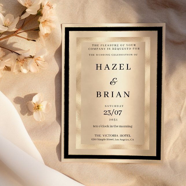 Invitación Champagne Gold Black Glamour Luxury Wedding (Champagne Gold Black Glamour Luxury Wedding)
