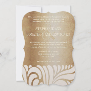 Invitación Champagne Gold Elegant Gold Ivory Swirls