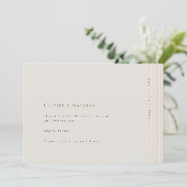 Invitación Champagne Gold Moderno Minimalista Salve La Fecha (Anverso de pie)