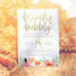 Invitación Champagne Heart Gold Brunch & Bubbly Bridal Shower