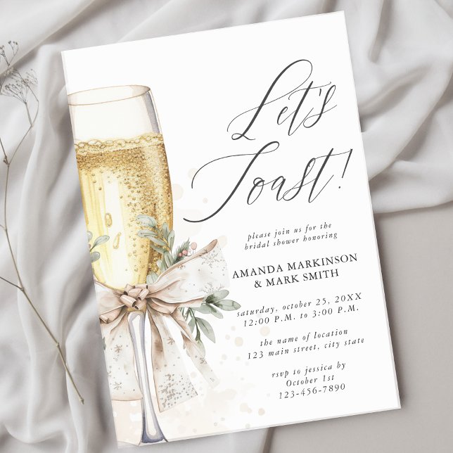 Invitación Champagne Let's Toast Winter Bridal Shower (Subido por el creador)