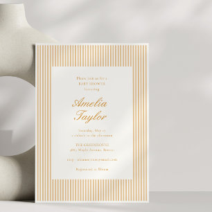 Invitación Champagne Minimalista a Rayas Clásico Baby Shower