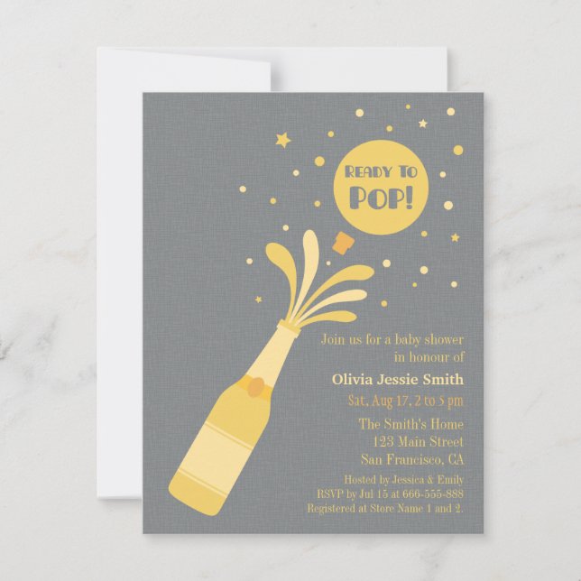 Invitación Champagne Moderno Listo para Estallar para Fiesta  (Anverso)