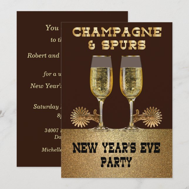 Invitación Champagne occidental y espuma al Fiesta de Nochevi (Anverso / Reverso)