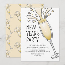 Invitación Champagne para fiesta de Año Nuevo