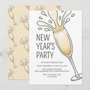Invitación Champagne para fiesta de Año Nuevo