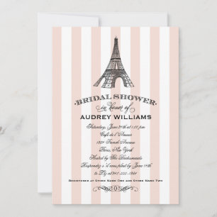 Invitación Champagne Pink Paris Eiffel Tower Bridal Shower