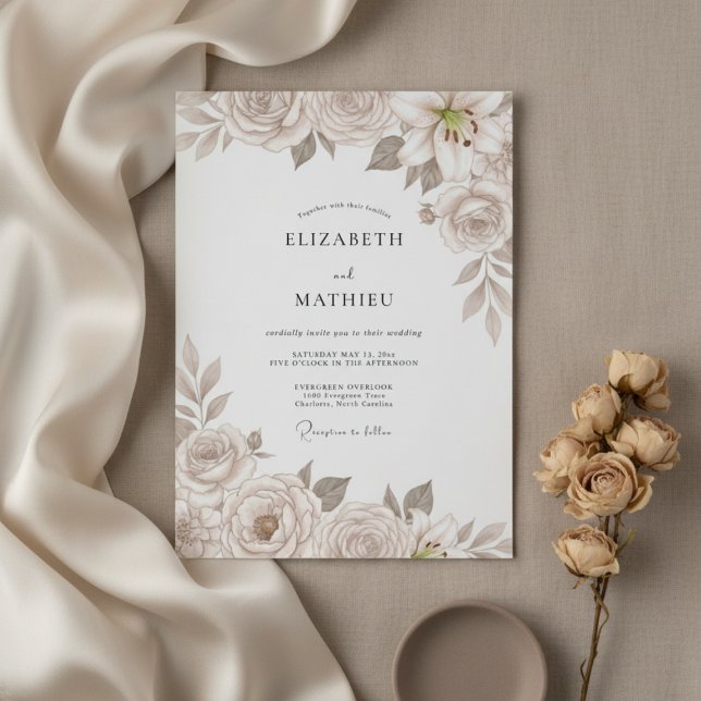 Invitación Champagne Refined Floral Wedding (Subido por el creador)