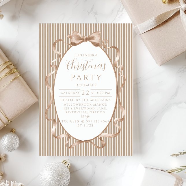 Invitación Champagne Ribbon Christmas (Subido por el creador)