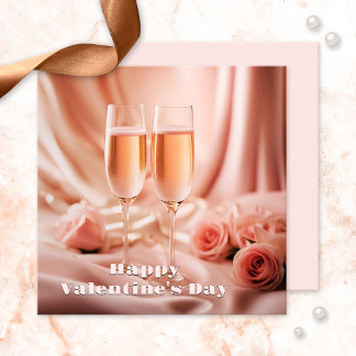 Invitación Champagne romántico y Rosas celebran San Valentín