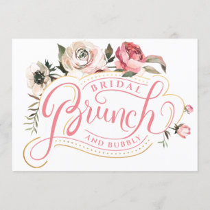Invitación Champagne rosa   Ducha de novias Brunch & Bubbly