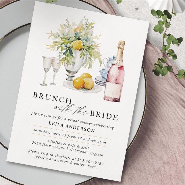 Invitación Champagne rosa o vino | Ducha nupcial de Brunch li (Subido por el creador)