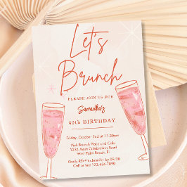 Invitación Champagne Rosado con Burbujas Vamos a Brunchar en 