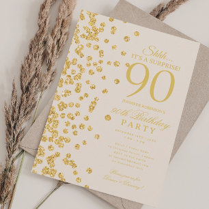 Invitación Champagne Sorpresa Brillo Cumpleaños 90