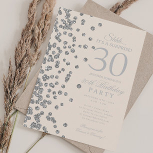 Invitación Champagne sorpresa por 30 cumpleaños con purpurina