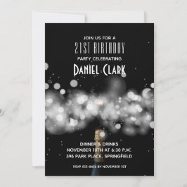 Invitación Champagne Sparkle 21st Birthday Party Invitation