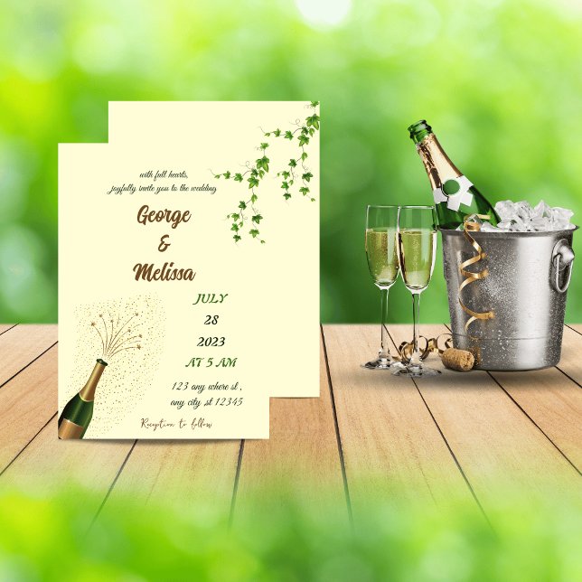 Invitación Champagne themed wedding invitation (Subido por el creador)