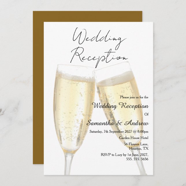 Invitación Champagne Toast Wedding Reception (Anverso / Reverso)