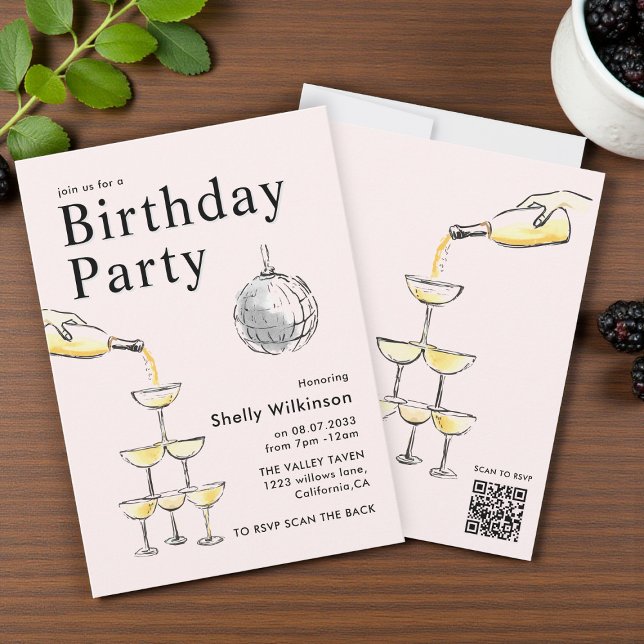 Invitación Champagne Tower disco ball Birthday  Invitation (Subido por el creador)