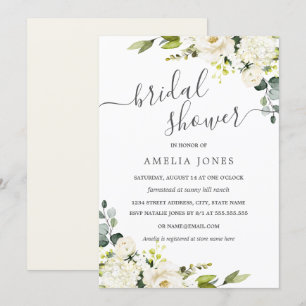 Invitación Champagne Verde Floral Cumpleaños de Novia en Acua