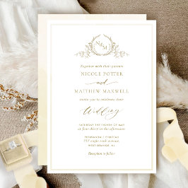 Invitación Champagne Watercolor Elegante Monograma Boda Invi