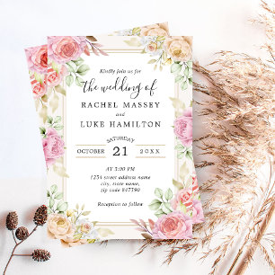 Invitación Champagne Watercolor Floral Boda Style