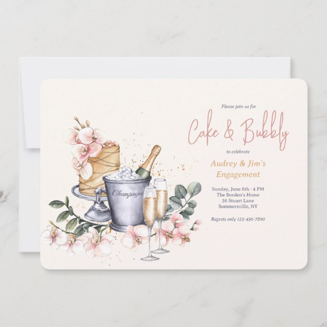 Invitación Champagne y Cake (Anverso)