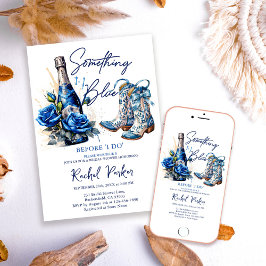 Invitación Champagner Floral Something Blue Bridal Shower