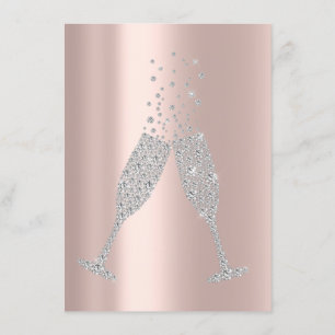 Invitación Champaigne Burbujas Glass Gris Gris Gris Pink