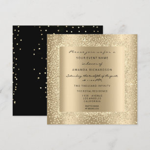 Invitación Champaigne Dorado Negro Confeti Sepia Glam Minimal