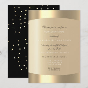 Invitación Champaigne Dorado Negro Confeti Sepia Marfil Mínim