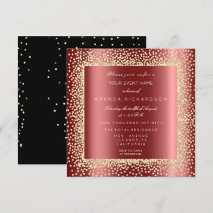 Invitación Champaigne Glitter Dorado Burgundy Confetti