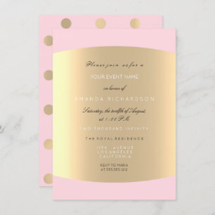 Invitación Champaigne Gold Polka Dots Sepia Rosa Pastel rosa