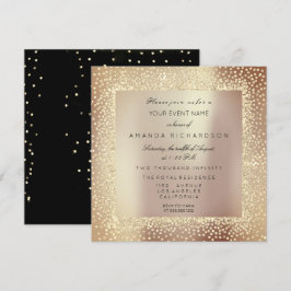 Invitación Champaigne Sepia Oro Glitter Confeti Rosa Glam