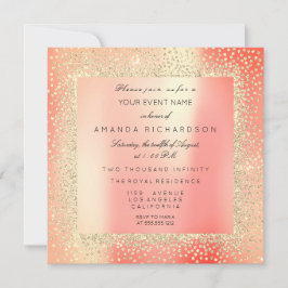 Invitación Champaigne Sepia Oro Glitter Confeti Rosa Melocotó
