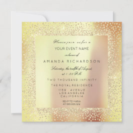Invitación Champaigne Sepia Oro Glitter Confeti Rosa Melocotó