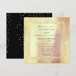 Invitación Champaigne Sepia Oro Glitter Confeti Rosa Melocotó