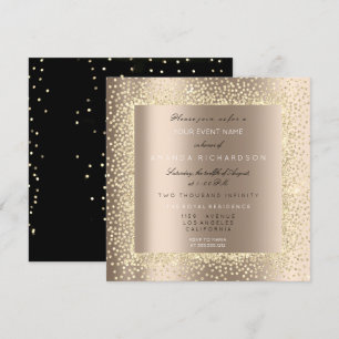 Invitación Champaigne Sepia Oro Glitter Marfil Confeti Lux