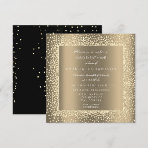Invitación Champaigne Sepia Purpurina de oro Confetti Oficial