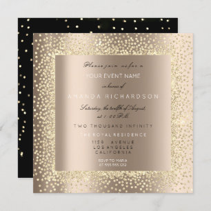 Invitación Champaigne Sepia Purpurina de Oro Ivory Confetti L
