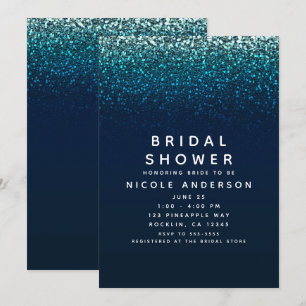 Invitación Champán Azul Navy Brillo Destello Despedida de Sol