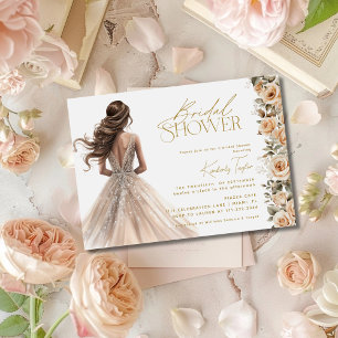 Invitación Champán Boda de oro vestido con ducha de novia con