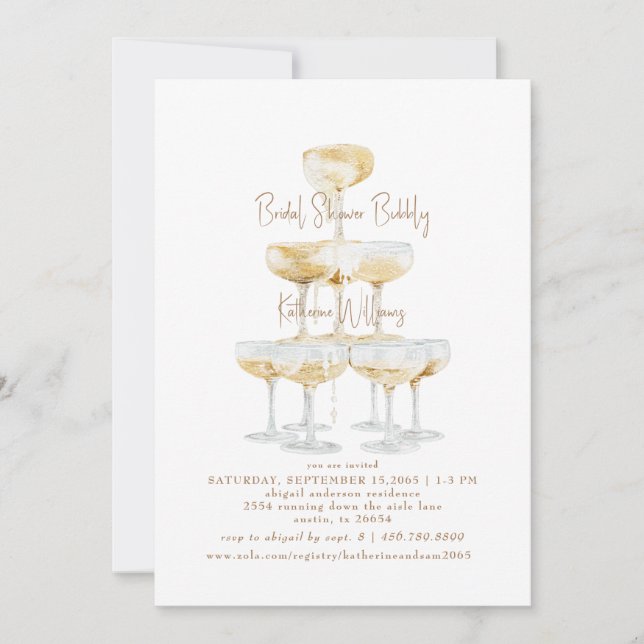 Invitación Champán burbujeante para despedida de soltera  (Anverso)