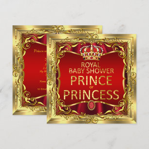 Invitación Champán de Baby Shower de Príncipe o Princesa Rojo