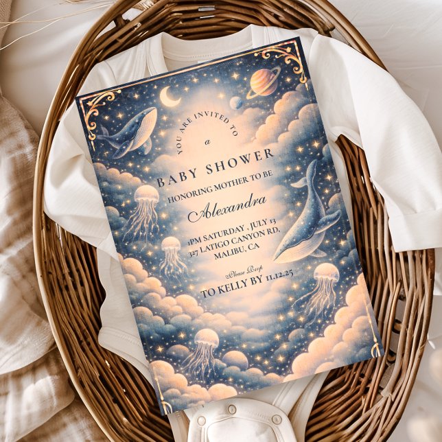 Invitación Champán de Ballenas Espacio para Baby Shower (Subido por el creador)