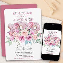 Invitación Champán de Bebé Floral XOXO Fiesta de Niñas Lindas